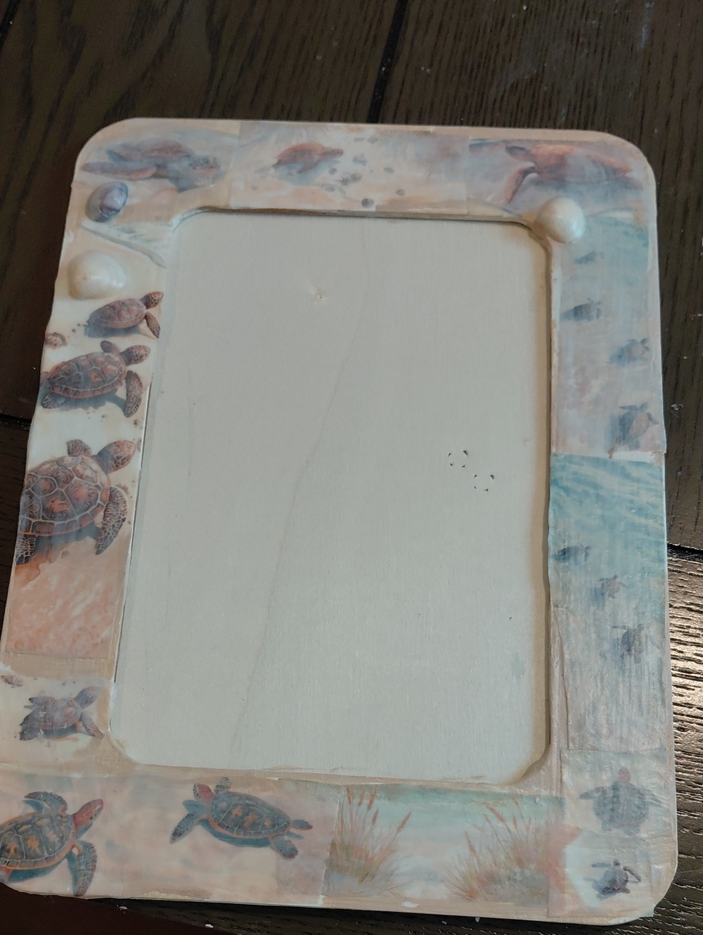 Turtle Family Picture Frame Nautical Beachy Ocean Decoupaged